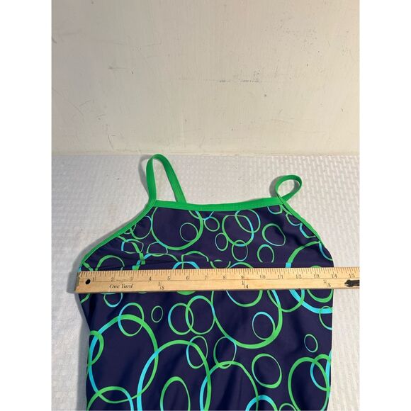 Waterproof swimsuit size 10 blue green circles rn#93411 size 36 - Picture 7 of 7